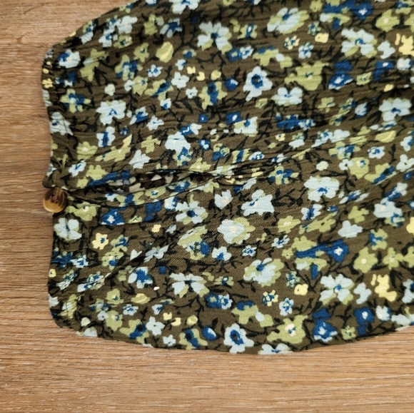 Sonoma Tiered Long Maxi Dress Size Large Olive green & Blue Floral - Picture 6 of 10